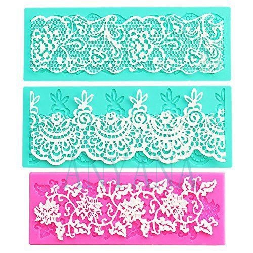 Set of 3 Silicone Fondant Lace Mat Cake Decorating Mold