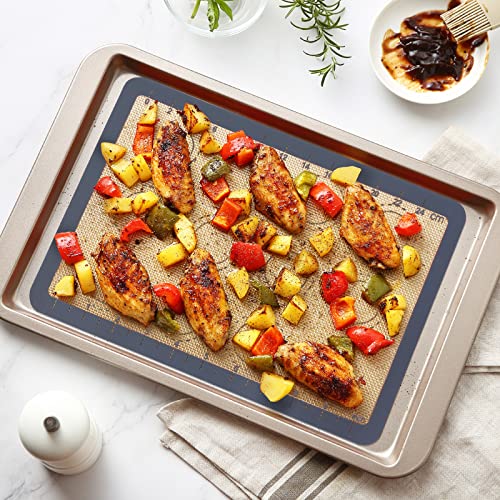 GUANCI Silicone Baking Mat Set of 6, Includes 25"x17.5" Large, 2 Medium 16.5"x11.6", 2 Small 11.75"x8.25", 9" Round, All Mats 0.70mm Thick, Non-Stick Reusable Baking Mats for Pizza, Cookie, Bread - color: H-6Grey