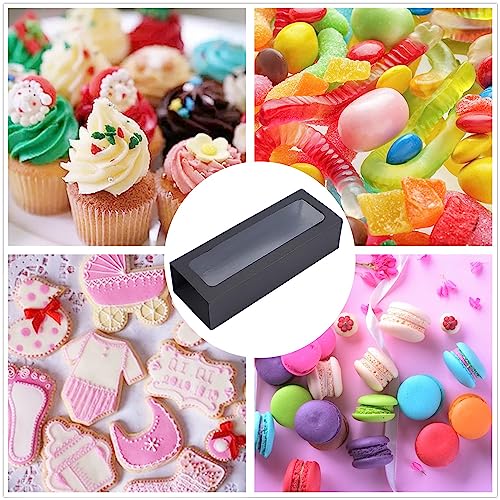 30 Pack Kraft Macaron Boxes with Window, Small Macaron Containers for 5 to 7 Macarons, Bakery Packaging Box, Cookie Boxes, Pastry Boxes for Gift Giving Truffles Desserts Muffins Cupcake(Black) - color: Black
