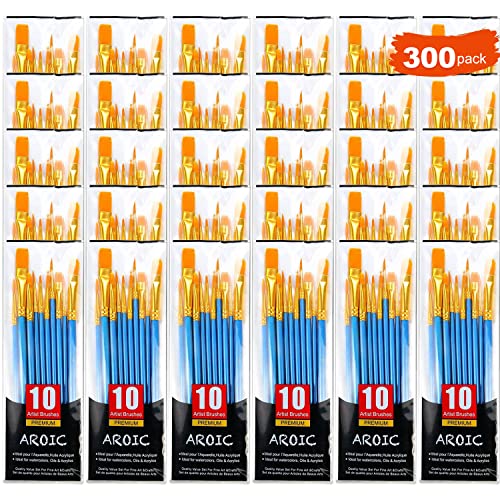 AROIC Painting Brush Set, 30 Packs/300 Pieces, Nylon Brush Head - color: 300pcs-blue