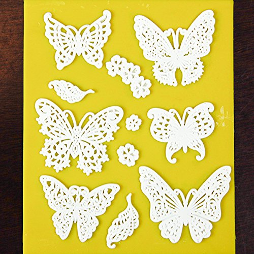 Global Sugar Art Silicone Cake Lace Mat, Small Butterfly Decor Lace Mold - style: Small Butterfly Décor