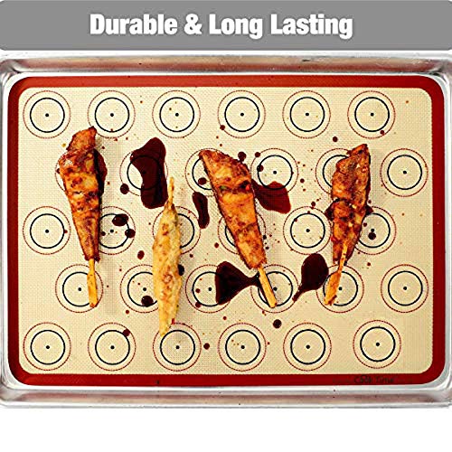 Macaron Silicone Baking Mat - 2 Non Stick Silicon Macaroon Baking Sheet - color: Red