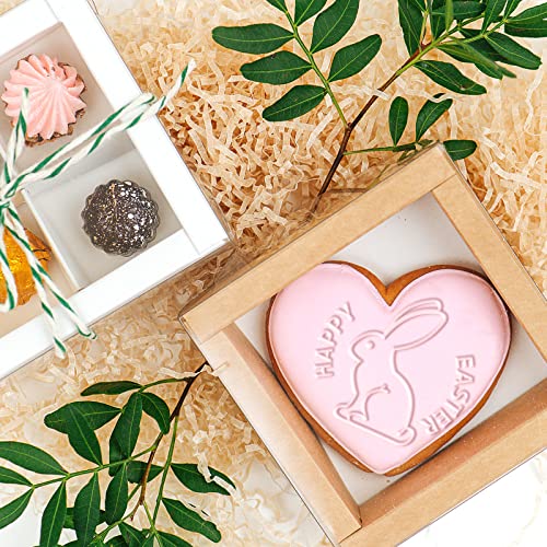 Zubebe 6 Pcs Happy Easter Fondant Stamp Cookie Stamp Embosser Mini Mould Cake Fondant 3D Design Cookie Embosser for Party Supplies Kitchen DIY Baking Tools - style: Happy Easter