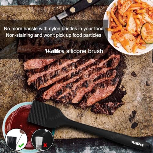 Walfos 600°F Heat Resistant Silicone Basting Brushes BPA Free Pastry Brush, Spread Oil Butter Sauce for BBQ Grill Baking Kitchen Cooking, Dishwasher Safe (2 SIZE) (Pack of 2) - color: Black, size: Large + Small (Pack of 2)