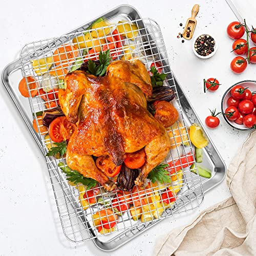 TeamFar Cooling Rack, 18.8”x12.6” Stainless Steel Baking Grid Wire Rack - size: 18.8 x 12.6- Inch