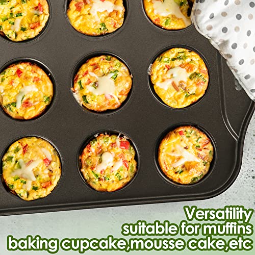 Mini Muffin Pan 12 Cup with Removable Bottom,Nonstick Cupcake Pans for Baking,Mini Muffin Cheesecake Tin for Oven, 12 Cavity Premium Carbon Steel Bakeware for Bite Size Tarts
