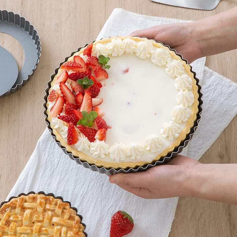 RICHSC-PAN Tart Pan 11 Inch Tart Pan Carbon Steel Round Non-Stick Pan. - size: 11*1.1Inch