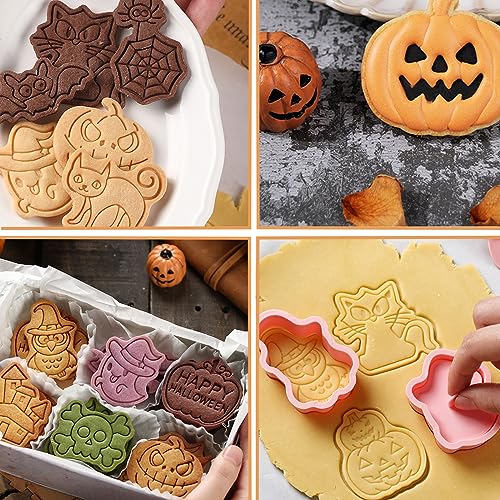24pcs Halloween Cookie Cutters Stamps Biscuit Baking Tools Embossing Cookie Molds - style: Halloween