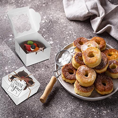 KPOSIYA 10pcs Small Cookie Boxes with Window, 4x4x2.5 Silver Bakery Box - color: Silver, size: 10