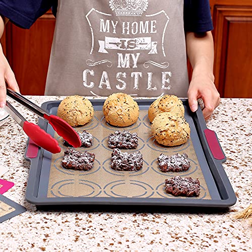 GUANCI Silicone Baking Mat Set of 6, Includes 25"x17.5" Large, 2 Medium 16.5"x11.6", 2 Small 11.75"x8.25", 9" Round, All Mats 0.70mm Thick, Non-Stick Reusable Baking Mats for Pizza, Cookie, Bread - color: H-6Grey