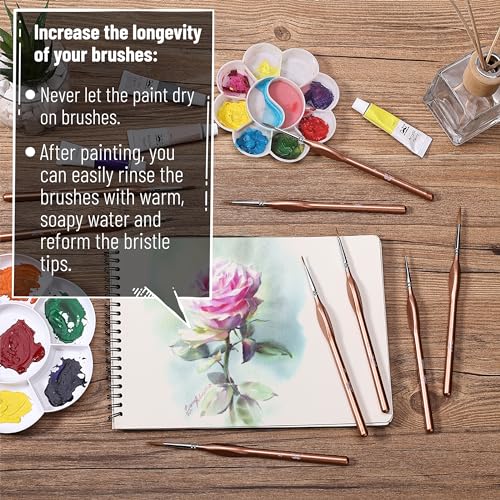 Mr. Pen- Detail Paint Brushes Set, 9 pcs, Rose Gold - color: Rose Gold