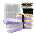 Lavender Purple Mini Loaf Pans with Lids & Spoons, 30 Count 6.8oz Disposable Aluminum Foil Cake Pans, Mini Cake Containers & Baking Tins for Desserts, Party Favors, Baking & Gift Packaging - color: Lavender Purple