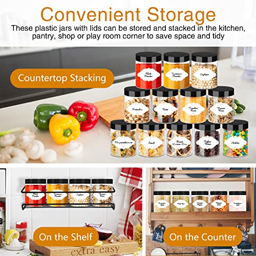 PeacePeo 8 OZ Plastic Jars with Lids, 48 Pcs Slime Storage Containers