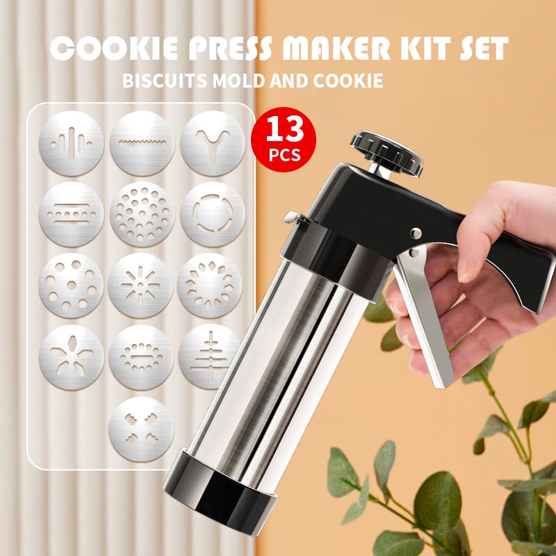 Cookie Press Gun Kit, Spritz Cookie Press, Stainless Steel