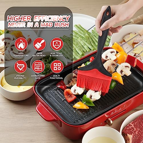 Large Silicone Basting Pastry Brush - 3.95inch Extra Wide Silicone Basting Brush for Grilling,Heat Resistant Brushes Spread Oil Butter Sauce for Cooking Baking BBQ,Dishwasher Safe,Set of 2