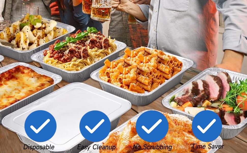 Aluminum Pans With Lids 9x13 [10 Sets] Aluminum Foil Pans Trays With Lids - Half Size Tin Foil Disposable Pans For Baking, Cake Serving Dishes, Roasting, Heating, Serving & Lining Steam-Table Trays - size: 10 Pack with Lids