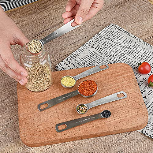 18/8 Stainless Steel Measuring Cups and Spoons Set of 11, Metal Measuring Cups with 1/8 Measuring Cup Set, Dry Measure Cup and Spoon Set for Kitchen and Baking