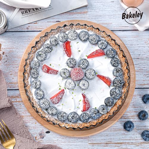 8-Inch Non-Stick Round Tart Pan with Removable Loose Bottom, Quiche Pan for Oven Baking (Black) - size: 8" Round (Black)