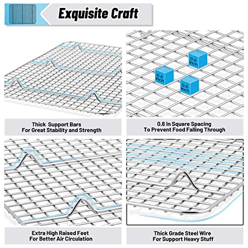 TeamFar Cooling Rack, 15” & 12” Stainless Steel Baking Grid Wire Rack - size: 15.3 x 11.25-Inch & 11.75 x 9-Inch