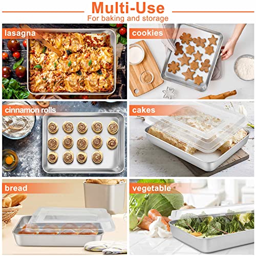 Herogo 9 x 12 Inch Baking Pan with Lid Set (3 Pans + 3 Lids) - size: 12.4" x 9.6" x 2"