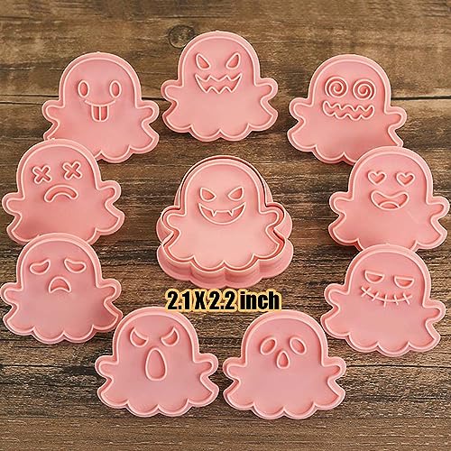 8 Piece Mini Ghost Cookie Cutters, 3d Halloween Cookie Stamps - color: Ghost