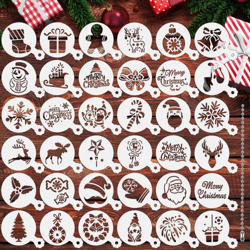 JULBEAR 36 Pcs Christmas Cookie Cake Stencils, Reusable Baking Mold Tools - style: Christmas Style