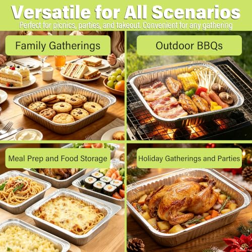 SAITI 8x8 Aluminum Pans with Clear Plastic Lids 35 Pack Aluminum Foil Pans