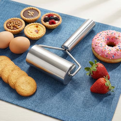 Pastry Pizza Roller, Small Rolling Pin Stainless Steel Non Stick Smooth Ergonomic Bakery Tool Rolling Pin Metal Kitchen Utensils for Baking Dough, Pizza, Pie, Pastries, Pasta, Cookies