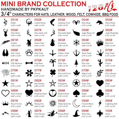 128Pcs 3/4" Custom Branding Iron for Wood, Leather Branding Stamp - size: 128PCS 3/4" Assorted Characters Full Set