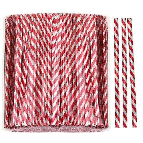 Mini Skater 4" Metallic Twist Ties Foil Bread Ties for Packaging Bakery Candy Goodies Cookies Gift Cellophane Treat Bags Christmas Wedding Party Favor Supplies,500Pcs (Red Stripe)