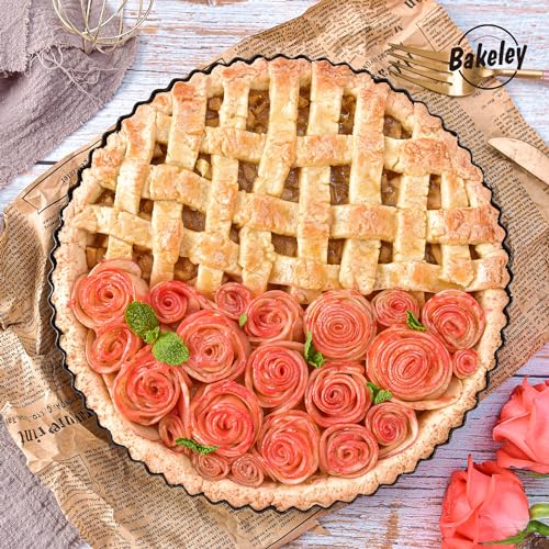 10-Inch Round Tart Pan with Loose Removable Bottom, Non-Stick Carbon Steel Quiche Pan for Oven Baking (Black) - size: 10" Round (Black)