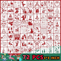 72 PCS Christmas Stencils for Painting - 3x3 Inch Santa Claus Snowflake Christmas Tree Reusable Xmas Painting Templates on Wood, Glass, Fabric, Window Door Decor DIY Party Decoration - style: Christmas