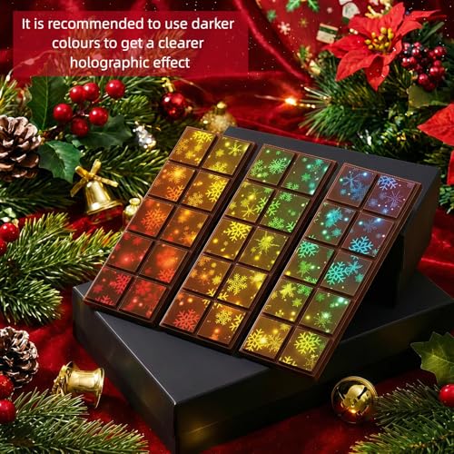 Christmas Snowflake Candy Molds Holographic Chocolate Mold Silicone - color: Snowflake, style: Square