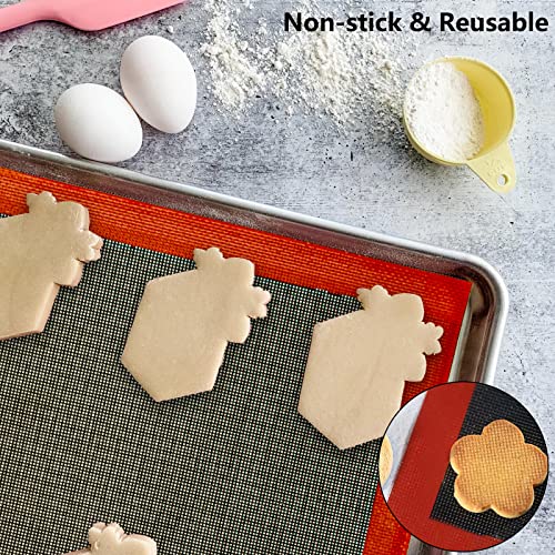 AMYONE Perforated Baking Mats, 2 PCS Eclair Silicone Mat for Half Sheet, Non-Stick Reusable Oven Liners for Making Bread/Pizza/Pastry/Cookie 11 5/8" x 16 1/2" - color: Red & Black