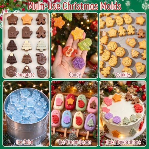 Christmas Chocolate Molds Silicone, 2Pcs Christmas Candy Molds - color: Yellow+Green