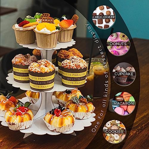 White Cupcake Stand 3-Tier 1-Pack, Cardboard Dessert Display Tower - color: White 1 Pack