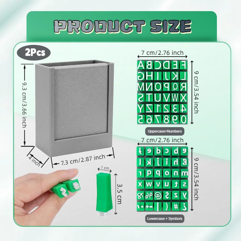 2 PCS Alphabet Stamps for Clay Pottery, Letter Stamps, Clay Letter Stamps, Capital Letters and Number, Lowercase and Alphabet Symbols Small Press Fondant Embosser DIY Cookie Stamps