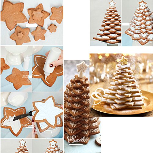 Plastic 10 Pcs Set 3D Gingerbread Star Decoration Cookie Cutters