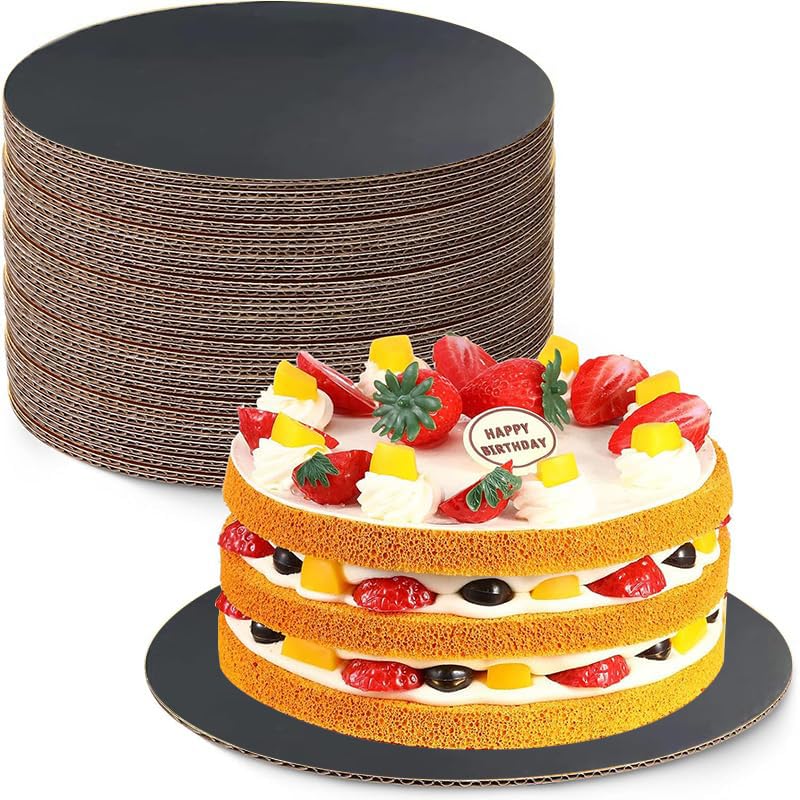 JIYIXhylera12 inch Cakeboard Round,Disposable Cake Circle Base Boards Pizza Plate,Food-Graded Cardboard Cake Rounds Cake Base,Waterproof and Oil-Proof for Cake DIY, Dessert and Crafts Display - color: 20pcs Black