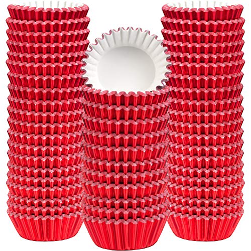 Sumind 400 Pcs Mini Foil Cupcake Liners Holiday Baking Cups,Red - color: Red