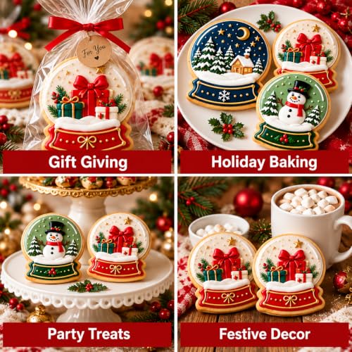 Christmas Winter Snow Globe Cookie Cutter Set - 3 Pieces In Graduated Size - Stainless Steel