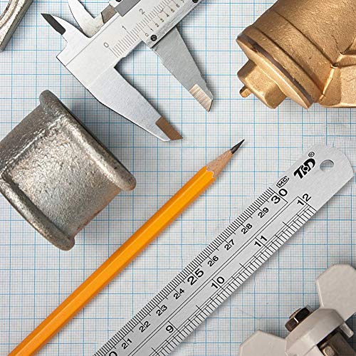 ZZTX Metal Ruler 6 Inch 12 Inch 16 Inch Stainless Steel 3 Pack