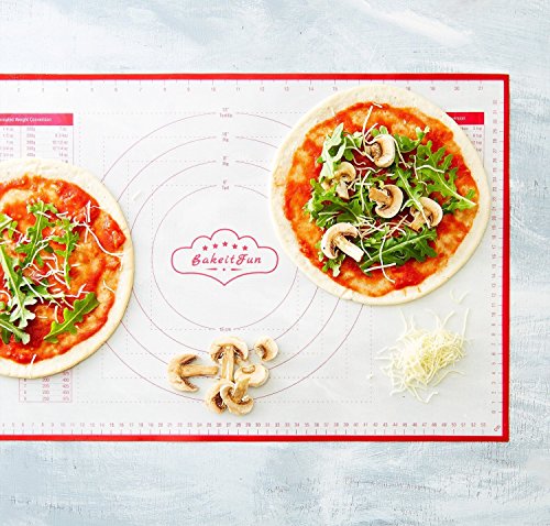 Silicone Pastry Mat Standard 23 x 15 in Nonstick Dough Rolling Mat with Measurements Inch and cm Circles Conversion Charts BPA Free Heat Resistant to 450 F Dishwasher Safe - size: Standard