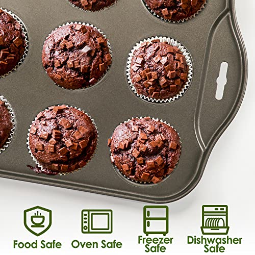 Mini Muffin Pan 12 Cup with Removable Bottom,Nonstick Cupcake Pans for Baking,Mini Muffin Cheesecake Tin for Oven, 12 Cavity Premium Carbon Steel Bakeware for Bite Size Tarts