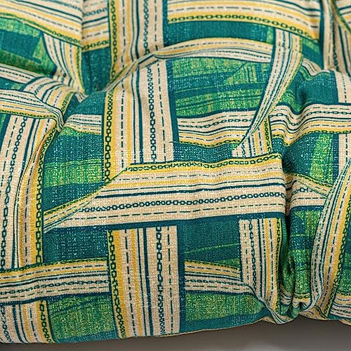 2-Pack Outdoor/Indoor Wicker Patio Seat Cushion Pad with Ties - Dining Chair Cushion, 17" x 17" (Green Plaid) - color: Green Plaid