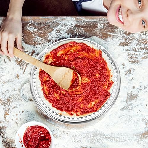 HANABASS 16.65 inch Round Pizza Pan with Holes Pizza Screen for Oven Baking Stainless Steel Mesh Tray for Homemade Pancakes Sheet Cakes Serving Tray