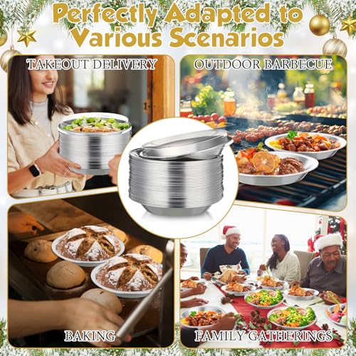 25 Pack 9 Inch Heavy Duty Aluminum Pie Tins with Lid, Silver - color: Silver
