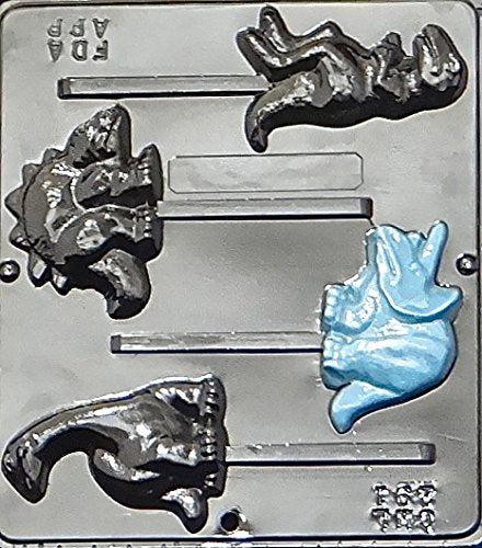 Dinosaur Assortment Lollipop Chocolate Candy Mold 291 with 4 Cavities
