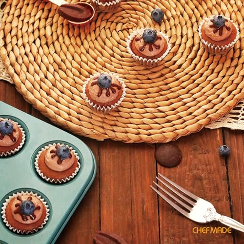 CHEFMADE Mini Muffin Pan, 12 Cups Non-Stick Tiny Cupcake Pan Bakeware - size: Mini Muffin 12 Cups