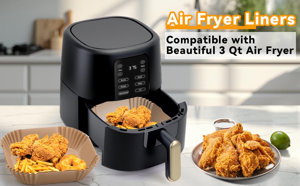 100Pcs Parchment Paper Air Fryer Liners for Beautiful 3 Qt Air Fryer